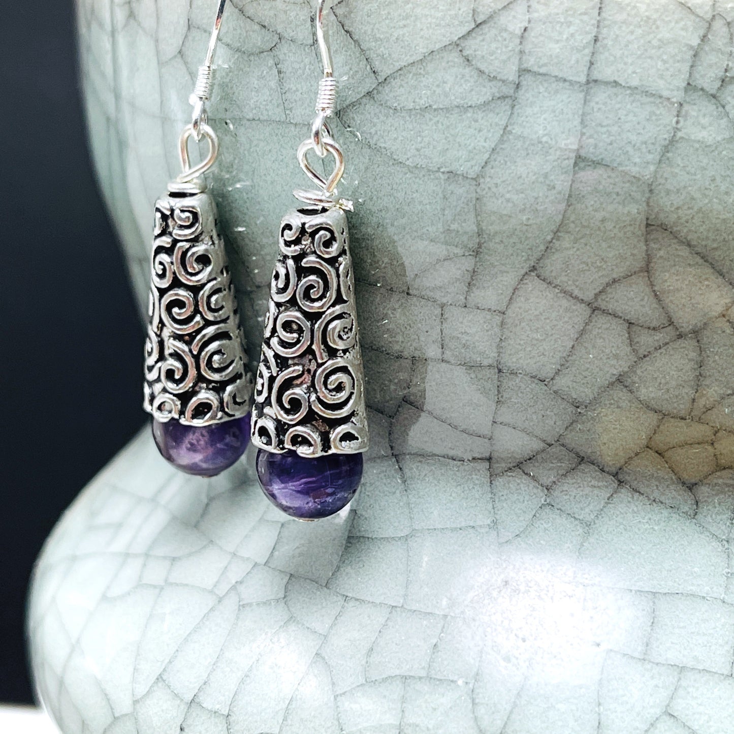 Cloudland Gemstone Bali Silver Earrings