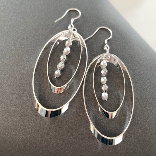 Ripple silver hoop earrings