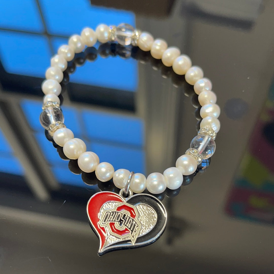 Ohio State Buckeye Pearl Bracelets