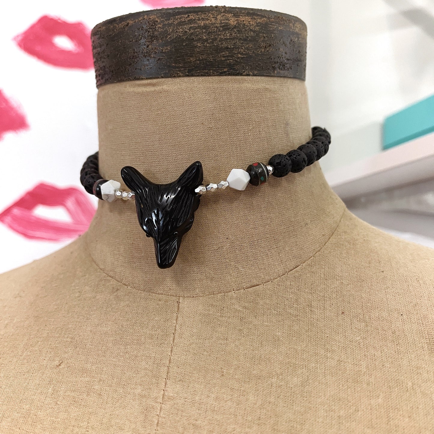 Wolf Black Obsidian Convertible Length Necklace