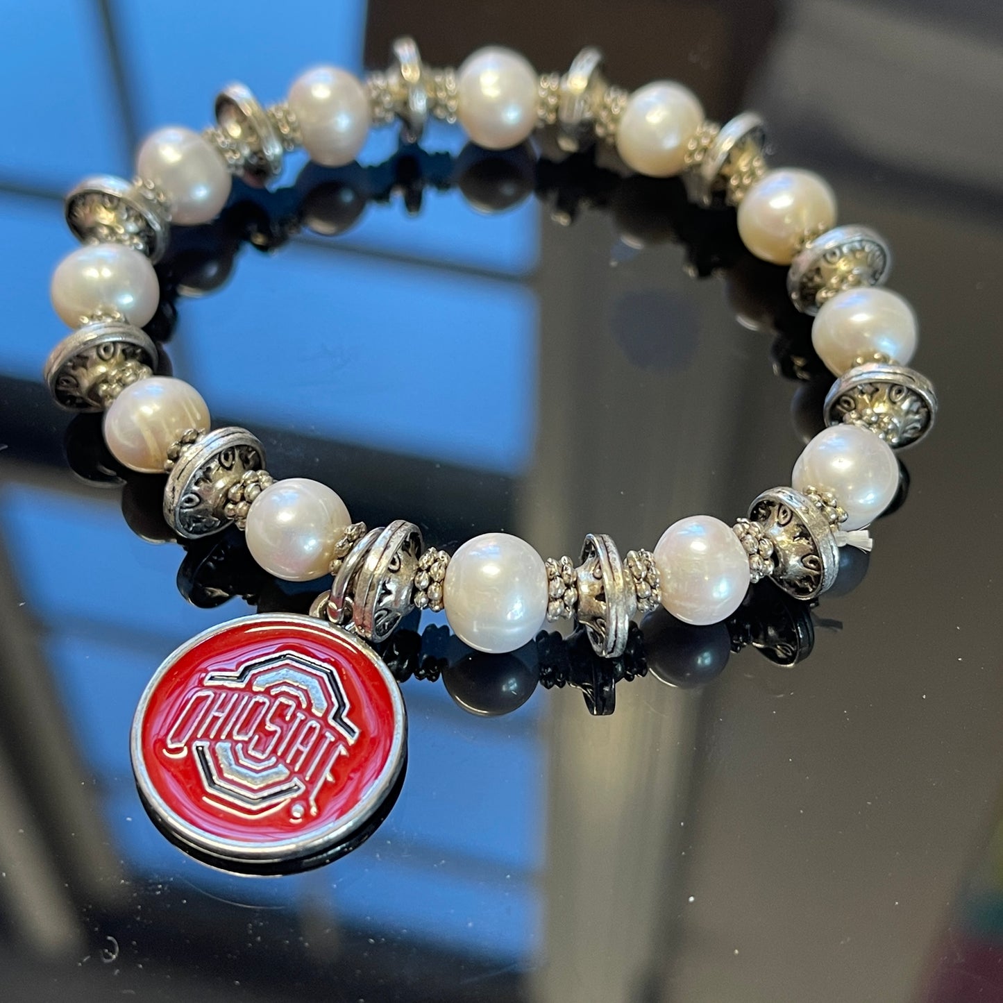 Ohio State Buckeye Pearl Bracelets