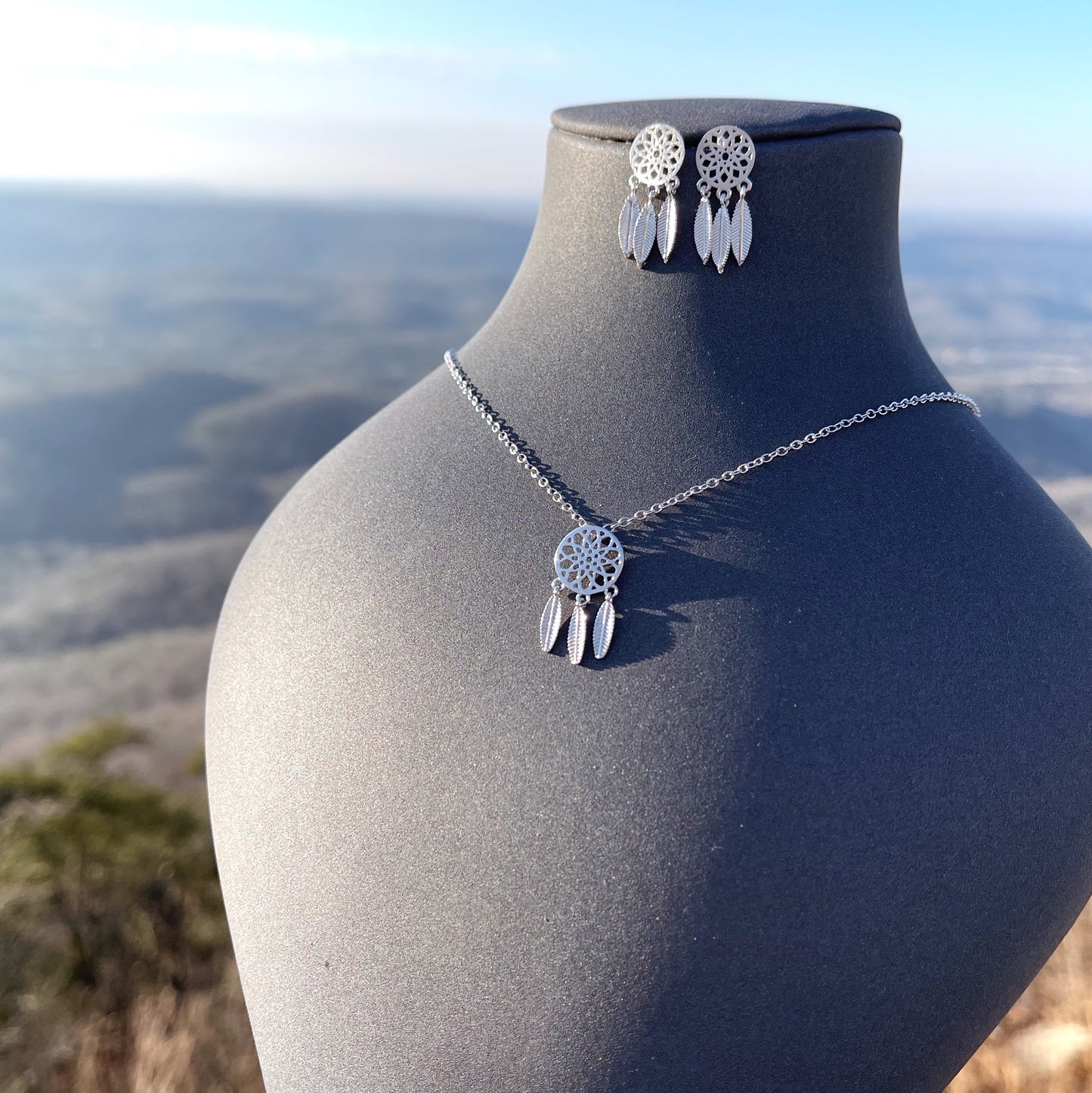 Dream catcher silver earrings