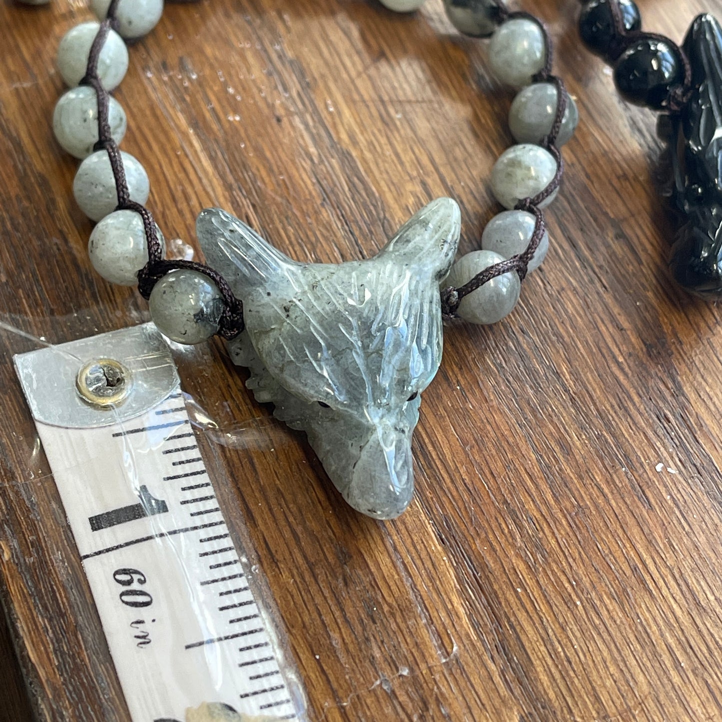 Wolf Spirit Animal Gemstone woven bracelet