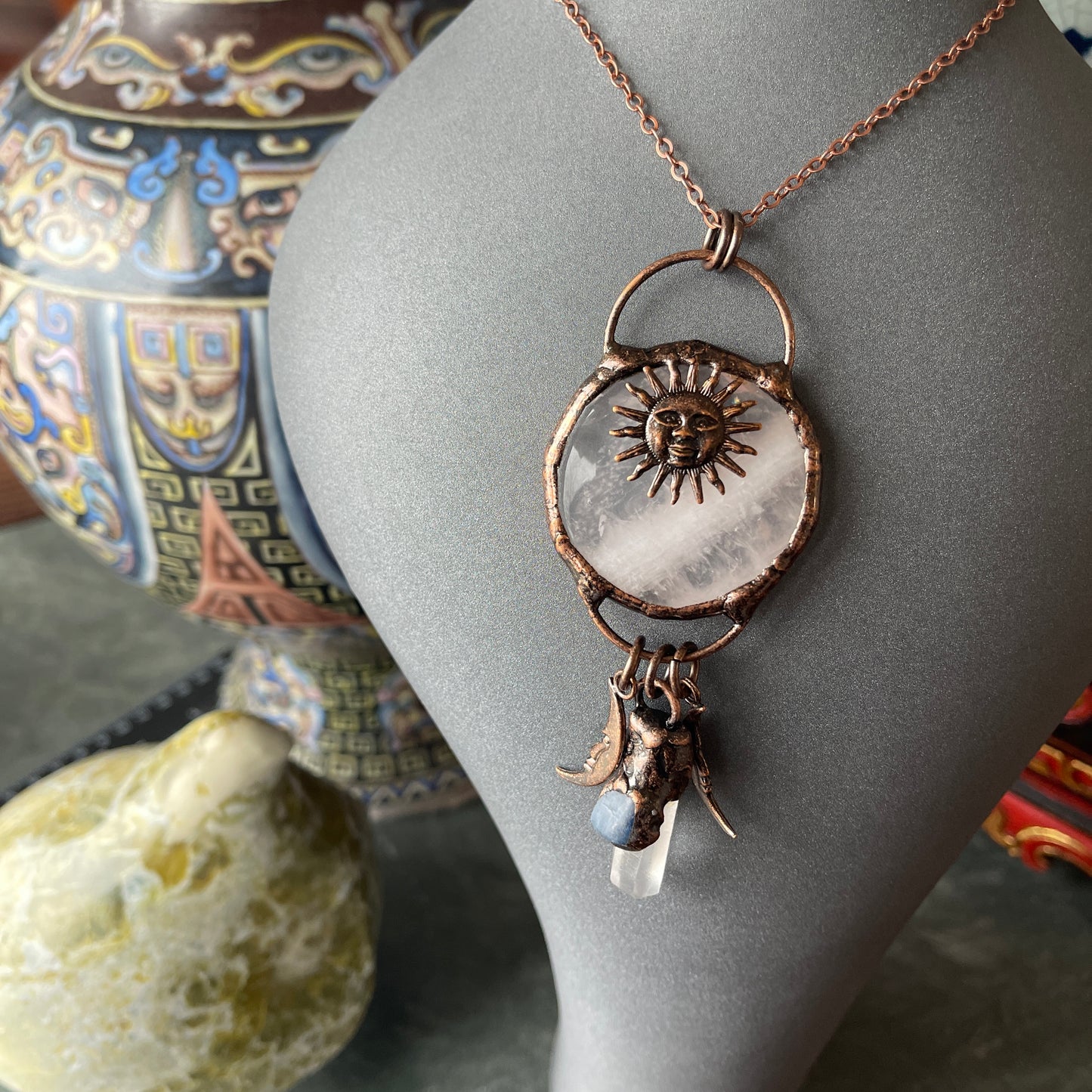 Surya Sun Rose Quartz Necklace