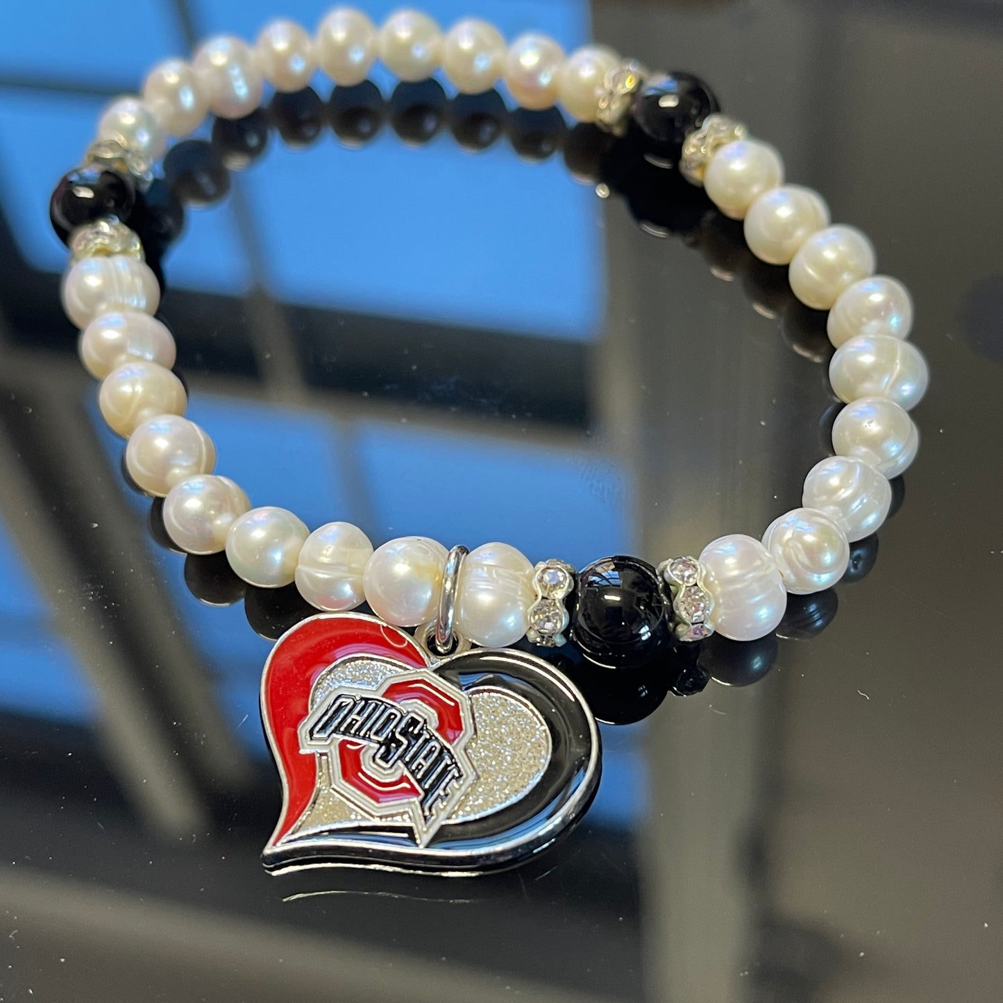 Ohio State Buckeye Pearl Bracelets