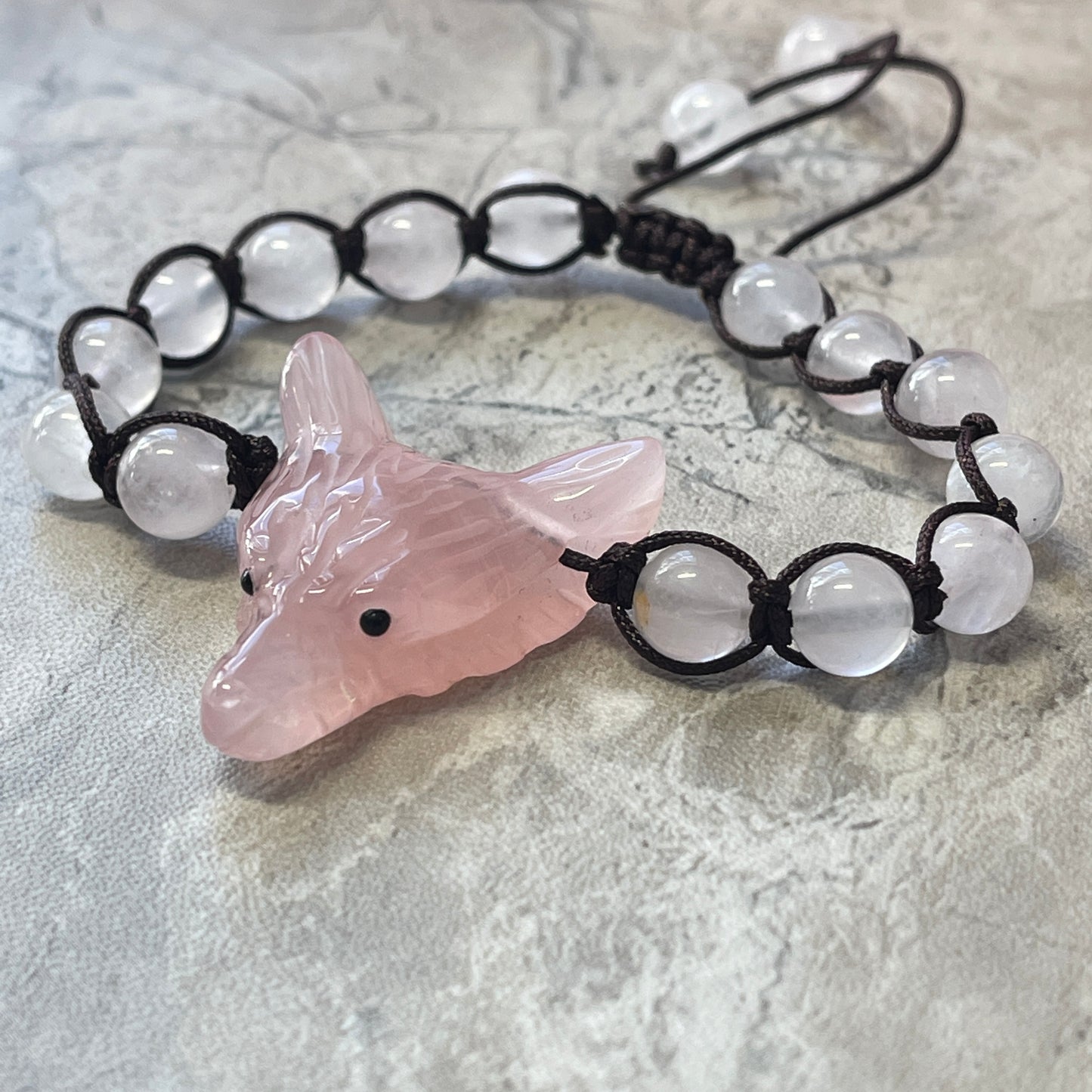 Wolf Spirit Animal Gemstone woven bracelet