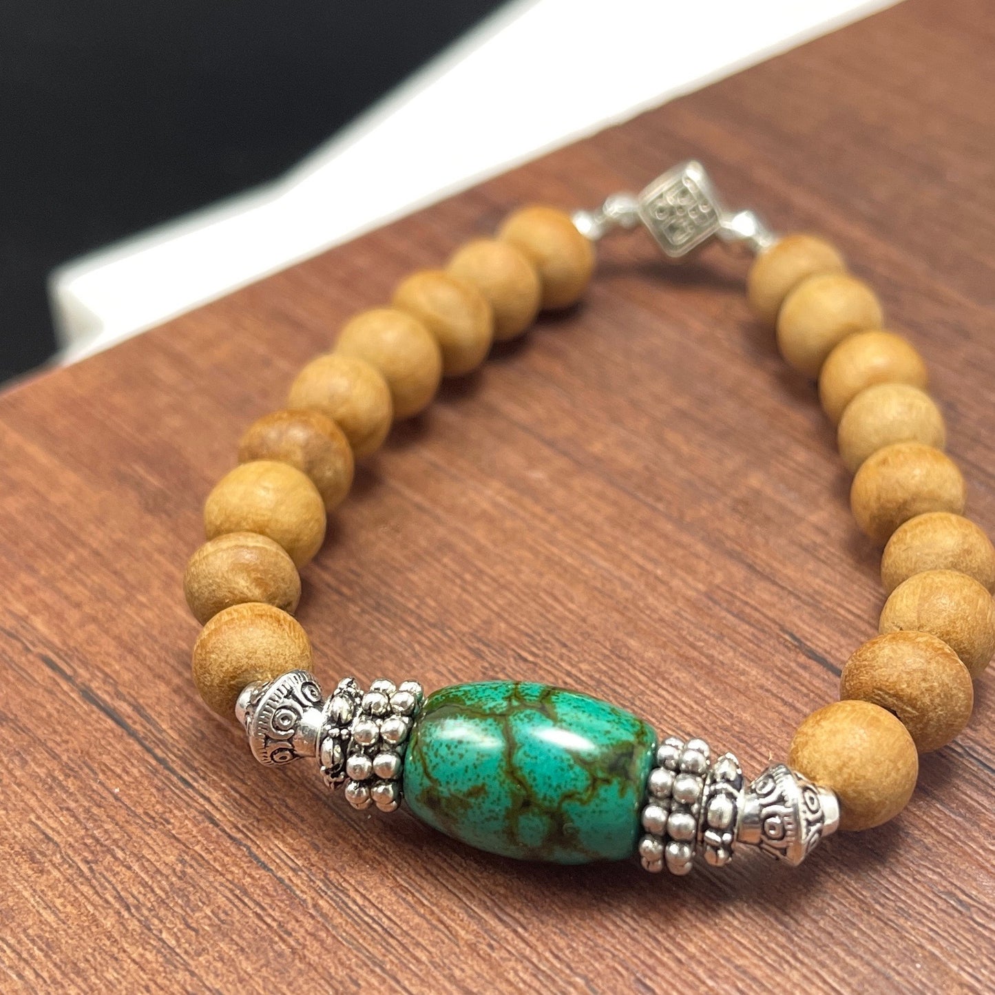 Sandalwood & Turquoise Healing Mala Bracelet