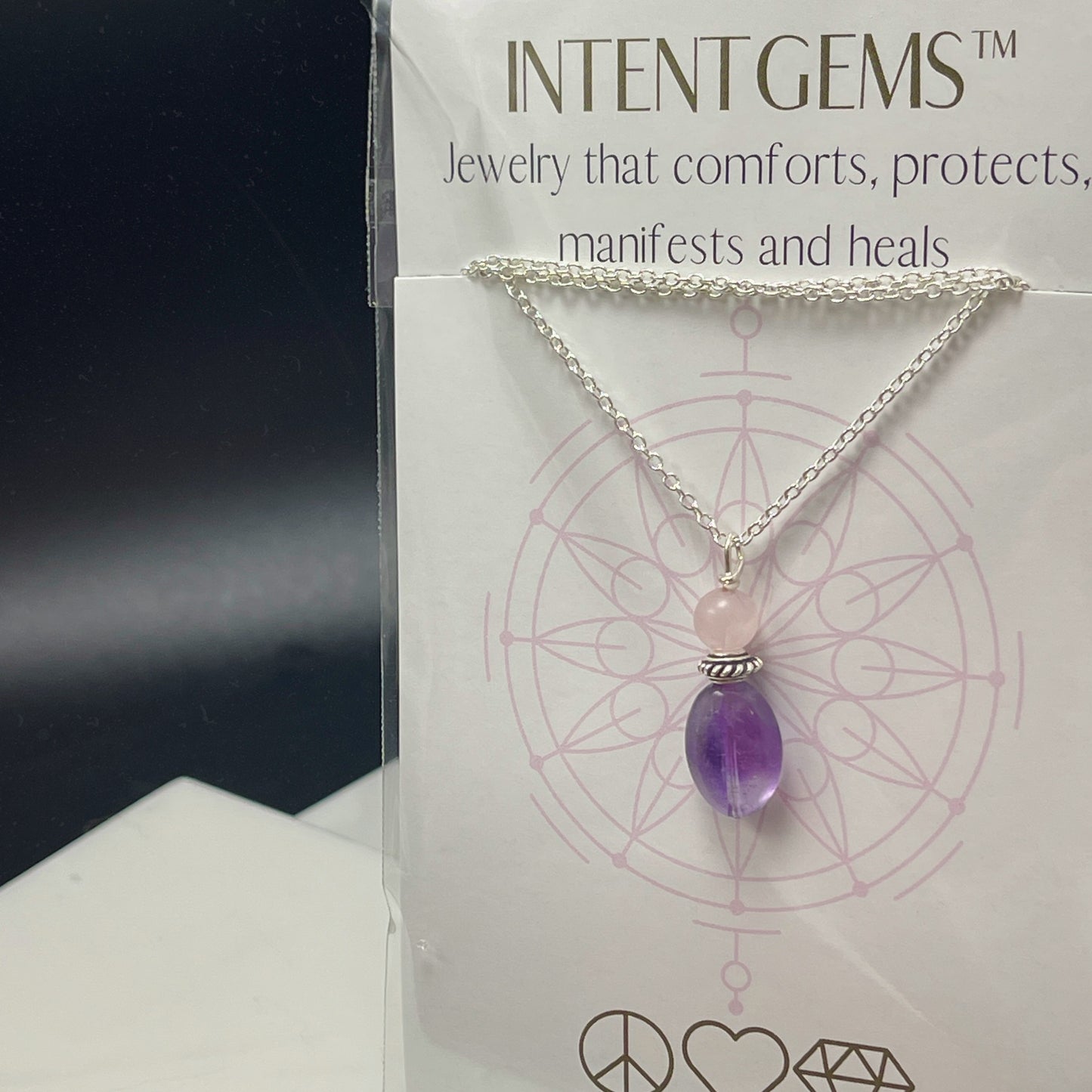 Rose Quartz Amethyst Necklace for Love and Luck