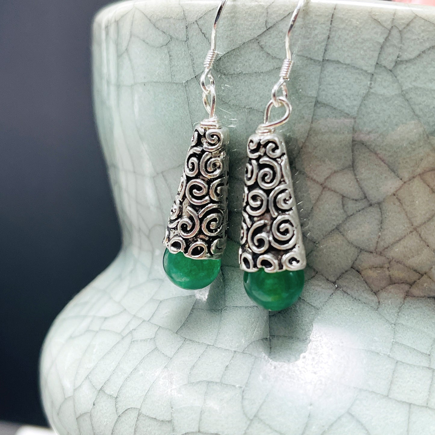 Cloudland Gemstone Bali Silver Earrings