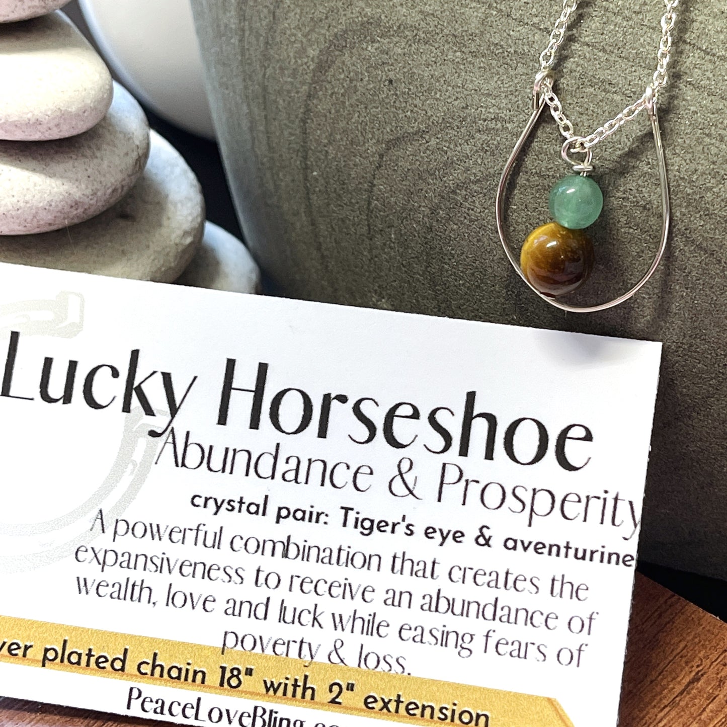Lucky Horseshoe Healing Crystal Necklace
