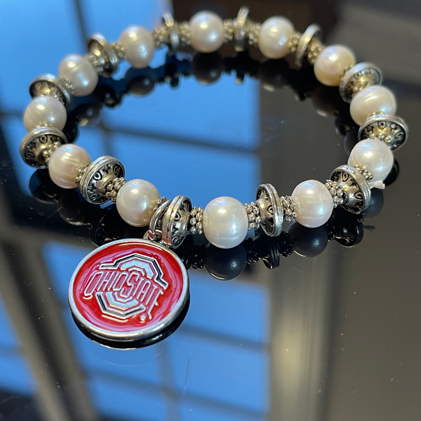 Ohio State Buckeye Pearl Bracelets