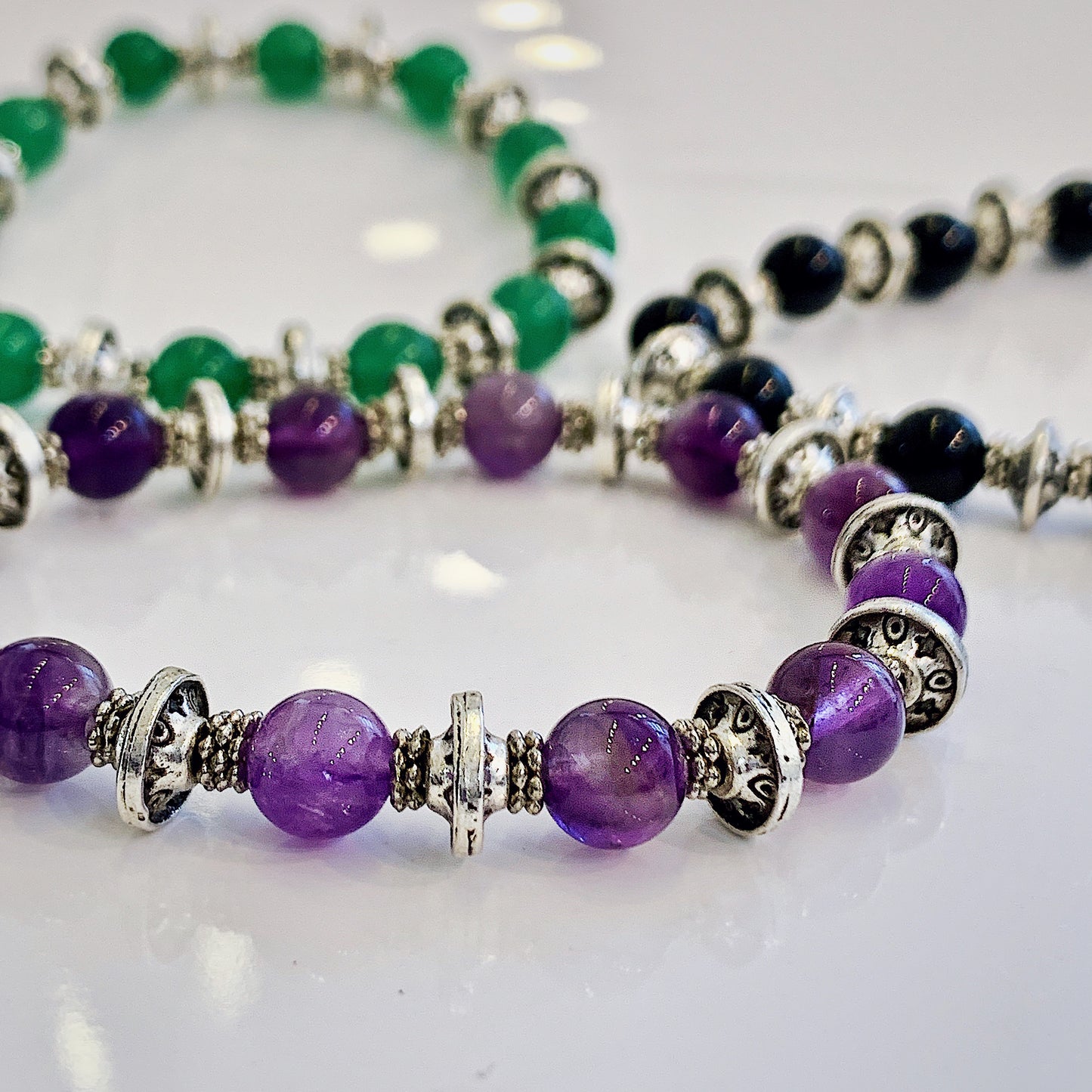 Lana Gemstone and Tibetan Silver Stacking Bracelets